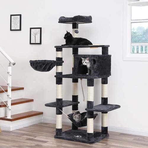 Best Cat Tree $100-$200 - Songmics 69-Inch Multi Level Cat Tree With Feeder Bowl